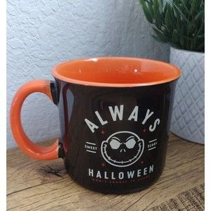 New Disney Nightmare Before Christmas Always Halloween Black Orange Skeleton Mug